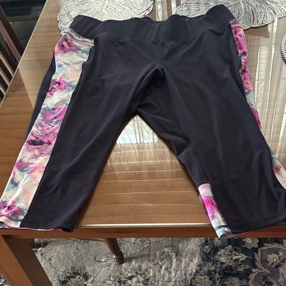 Livi Active Black Leggings with Pink and White Accents - Picture 1 of 3